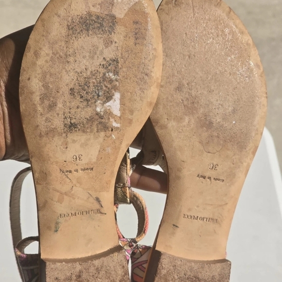 Emilio Pucci Leather Sandals Sz 36 (6) Women Buckle Colorful Italy Luxury Rare - Picture 10 of 11
